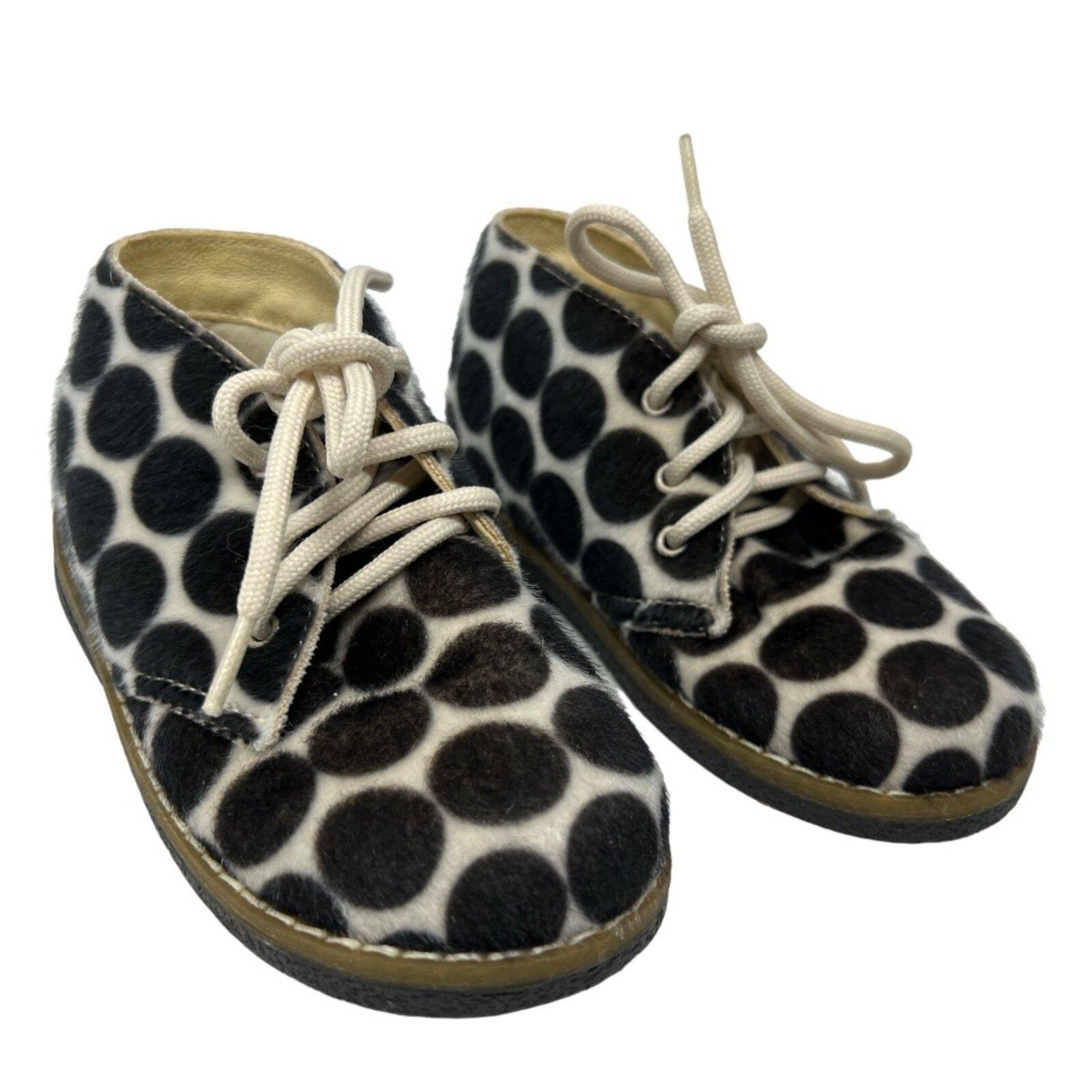 Primigi booties EU 24 / US 8 toddler furry polka dot lace up unisex shoes kids - $32.67