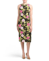 New Kasper Black Pink Floral Midi Career Jersey Sheath Dress Size L Size Xl $89 - £46.50 GBP+