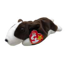 VTG NWT Ty Beanie Baby Bruno Chocolate Brown Bull Terrier Dog 9&quot; 1997 - £17.80 GBP