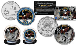 APOLLO 11 50th Anniversary Man on Moon 2-Coin Set FL. Quarter &amp; JFK Half Dollar - £11.17 GBP