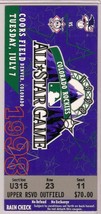 1998 MLB Baseball All Star Game Ticket STub Colorado Rockies - £71.35 GBP