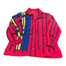 Vintage Vera Neumann Red Striped Retro MCM Button Down Blouse 14 Picasso... - $140.24