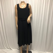 KStudio Dress Size 14 Black Gathered Waist Sleeveless Stretchy Midi - £15.12 GBP