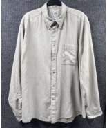 VTG Alfani Shirt Mens XL Button Down Beige Tan Soft Dressy Casual Pocket - $20.25