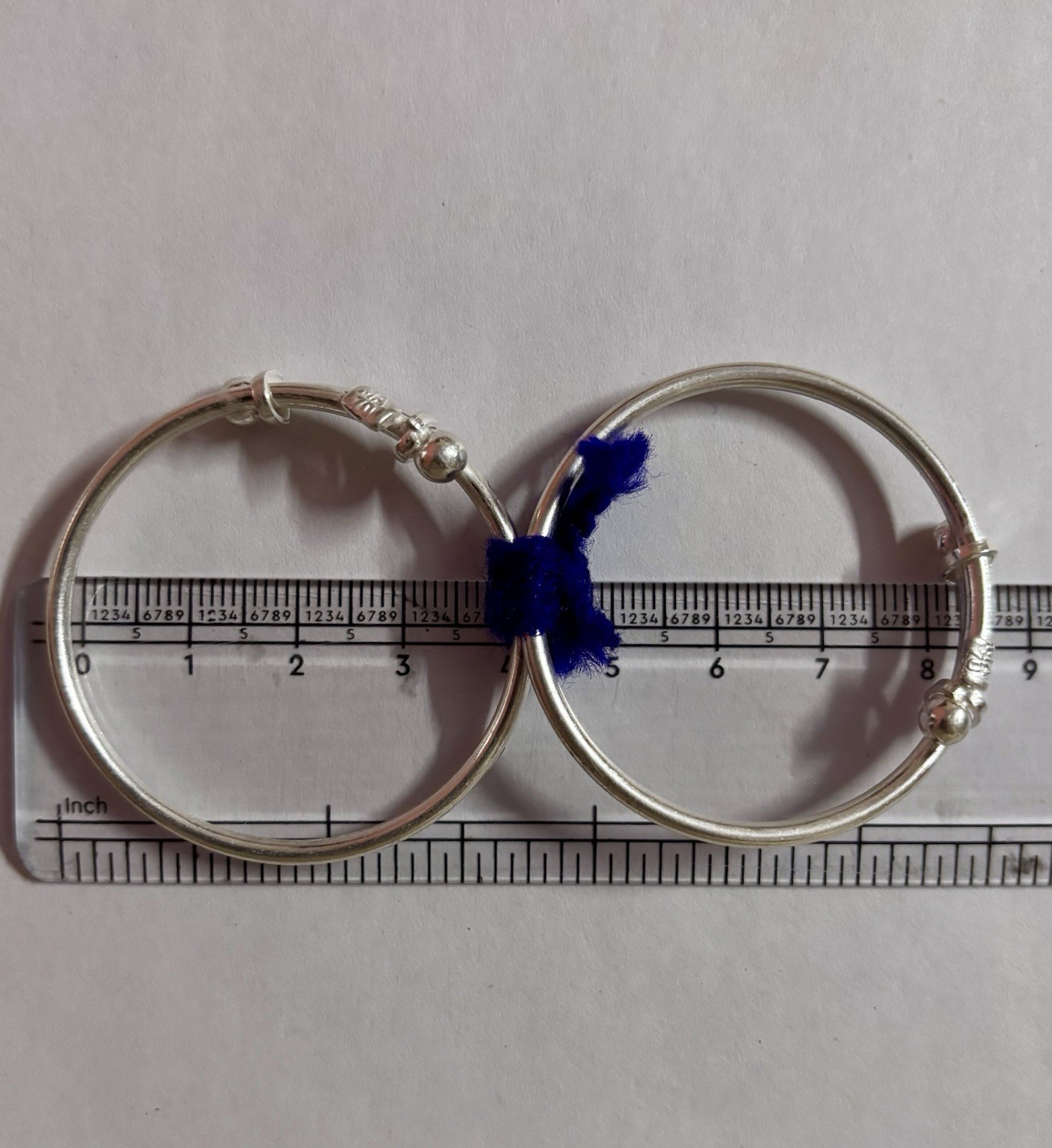 2 Pc 999 Silver Evil Eye Protection Bangle Nazariya Kids Infants 7.9 gm Item image 3