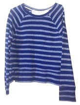 Merona Sweater Long Sleeve Thin Swater Blue Striped Shirt Womens Size Large - £10.01 GBP