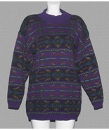 VTG Nordstrom Southwest Purple Gold Metallic Thread Thick Cotton Sweater... - €28,31 EUR