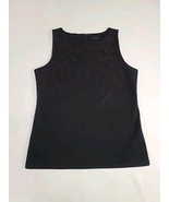 Ann Taylor Womens Size S Lined Sleeveless Tank Top Blouse Black Floral B... - £15.55 GBP