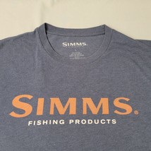 Simms Fishing Products Tee T-Shirt Men Large Navy Blue Short Sleeve Grap... - $17.72