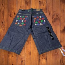 Vtg NWT Sz 32 Koman Denim Blue Jeans Shorts Embellished Pockets Y2K Hip Hop - £36.35 GBP