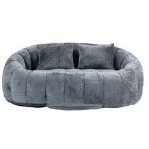 Gray Chenille Bean Bag Sofa: Indoor/Outdoor Lounger - $280.99