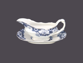Edwardian Age Wood &amp; Son Cambridge flow-blue gravy boat and under-plate ... - $214.14