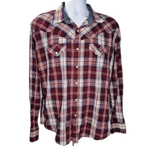 Wrangler Retro Premium Western Shirt Mens Size XL Red Plaid Pearl Snap C... - £23.34 GBP