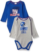 NFL New York Giants In My DNA 2 pack Bodysuit Long Sleeve Size 6-12M Gerber - £22.37 GBP