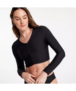 CALIA Women&#39;s Long Sleeve Ruched Swim Rashguard Black Size Small Stretch... - $24.99