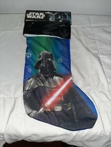 Disney Star Wars Christmas Jersey Stocking w/Black Sequins Cuff 16&quot; Dart... - $9.22