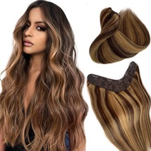 Balayage Clip In Hair Extensions Invisible One Hairpiece 18 Inch Ombre Chocolate - $54.99