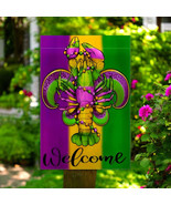Welcome Mardi Gras Crawfish and Beads New Orleans Garden Flag - $168.35 MXN