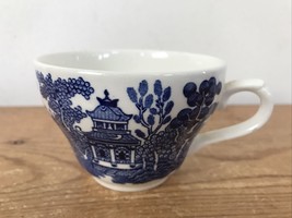 Vtg Churchill England Oriental Flow Blue Willow Delft Pagoda Porcelain T... - $29.99