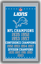 Detroit LIONS Football Fan Commemorative Flag 90x150cm 3x5ft Victory datesBanner - £11.63 GBP