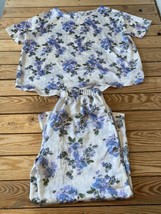 Nordstrom Rack Women’s Floral Silky pajama set Size M White BY - £15.41 GBP