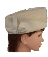 Cream Womens Hat Henry Pollak Union Made USA Netting Ribbon 22 1/2 Vinta... - $16.79