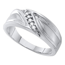 10k White Gold Mens Round Diamond Band Wedding Anniversary Ring 1/12 Ctw - £255.79 GBP