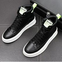 Fashion Leather Men High Tops Hip Hop Ankle Martin Boots Punk Designe Flats Zapa - £74.99 GBP
