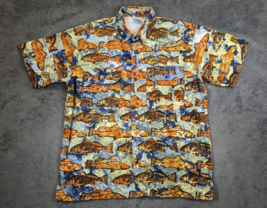 The Days Catch Men&#39;s Fishing Shirt Short Sleeve Vented Fish Print All Ov... - $13.96
