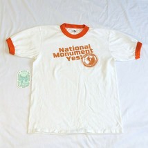 National Monument Yes Maine Woods White Ringer T-Shirt Mens Size Medium Sticker - £15.56 GBP