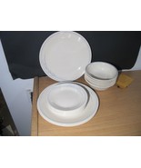 Set of 16 Corelle BLUE LILY Dishes By Corning  Beige Grey Vintage  USA - £47.34 GBP