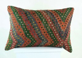 Home Decorative Handmade Throw Pillow Cover 16x24 Handmade Kilim Cushion E1242 - £12.52 GBP