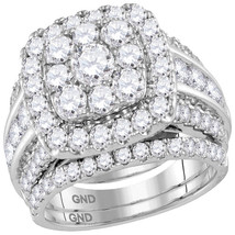 14k White Gold Round Diamond Bridal Wedding Engagement Ring Band Set 4.00 Ctw - $5,260.00