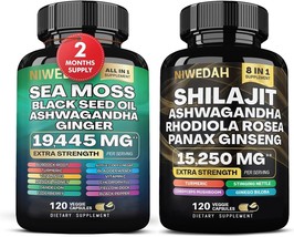 Sea Moss Bundle Black Seed Multivitamin &amp; Shilajit Power Combo USA - $39.59