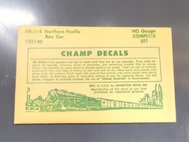 Vintage Champ Decals No. HB-314 Northern Pacific Boxcar HO Set - £11.90 GBP