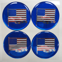 Vintage 80&#39;s 90&#39;s Automotive Wheel Center Cap Round Emblem Accent Trim USA FLAG - £11.76 GBP