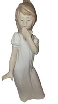 Nao by Lladro Porcelain Figurine Girl Yawning Covering Mouth 11&quot; No Box - £40.19 GBP