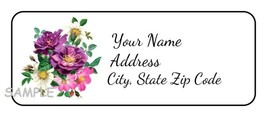 30 Personalized Address Labels,Roses,stickers,floral,purple, pink,flower... - £9.47 GBP