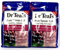 2 Bags Dr Teal&#39;s Pure Epsom Salt Soaking Solution Black Elderberry With D 3 LBS - £26.74 GBP