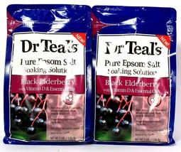 2 Bags Dr Teal&#39;s Pure Epsom Salt Soaking Solution Black Elderberry With D 3 LBS - £26.62 GBP