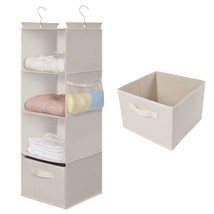 4-Shelf Hanging Closet Organizer, Space Saver, Cloth Hanging Shelves Wit... - £19.66 GBP