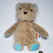 B Softies Brown Soft Teddy Bear 12&quot; Plush Stuffed Animal Turquoise Teal Accents - £7.95 GBP