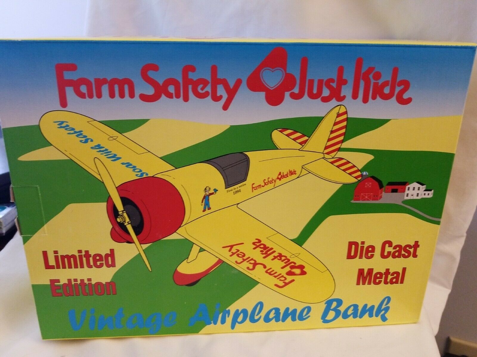 Spec Cast Vintage Airplane Bank "Farm Safety 4 Kids" Die-Cast - $9.85