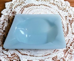 MCM Anchor Hocking Fire-King Delphite Blue Turquoise Glass 3.5&quot; Square Ashtray - £14.86 GBP