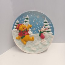 Winnie The Pooh And Piglet 3D Collectors Plate Christmas Snowflakes - $18.69