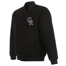 MLB  Colorado Rockies Design Wool Reversible Jacket  Black  2 Front  Logos - £109.85 GBP
