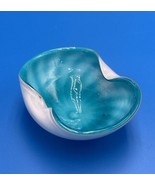 VTG Murano Venetian Glass Bowl Hand Made In Murano Italy Blue Ruffled As... - £36.76 GBP