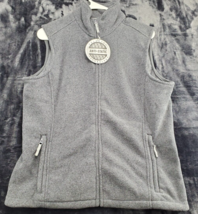 Lands&#39; End Vest Womens Large Gray 100% Polyester Pockets Sleeveless Full Zipper - £21.02 GBP