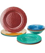 Vintage Dinnerware Set For 4 Melamine Dishes Plates Bowls Multicolor 12 ... - £47.01 GBP