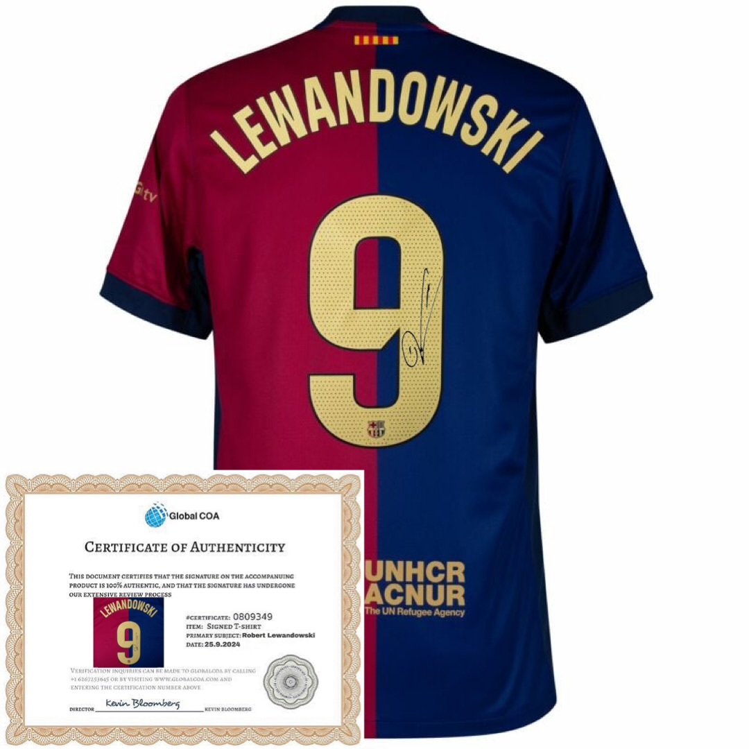 Robert Lewandowski 2024/25 Home Barcelona Jersey With His Signature +COA